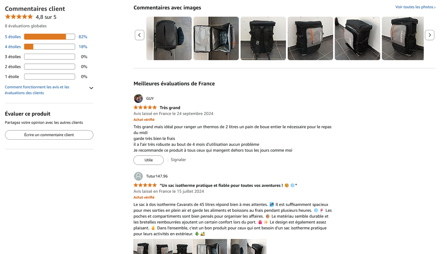 Sac à Dos Isotherme 45L - Étanche et isolé, Garde 58 canettes et vin Froid Pendant 24h - Léger, Grande capacité, idéal pour Pique-Nique, pêche, randonnée, Camping, Parc et Plage