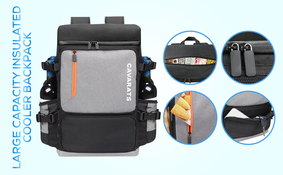 Sac à Dos Isotherme 45L - Étanche et isolé, Garde 58 canettes et vin Froid Pendant 24h - Léger, Grande capacité, idéal pour Pique-Nique, pêche, randonnée, Camping, Parc et Plage