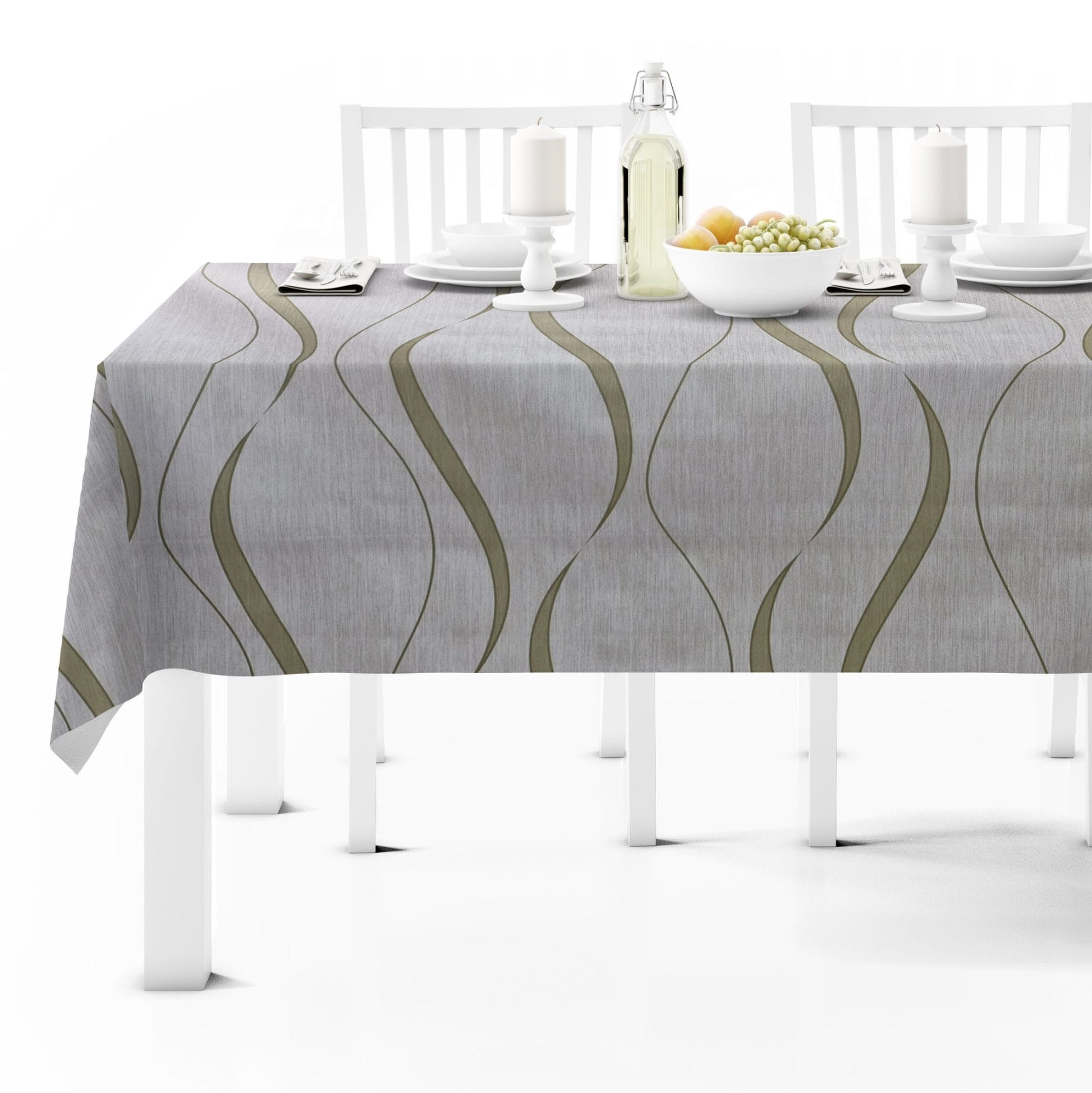 Nappe Blanc & Doré, Motif Élégant