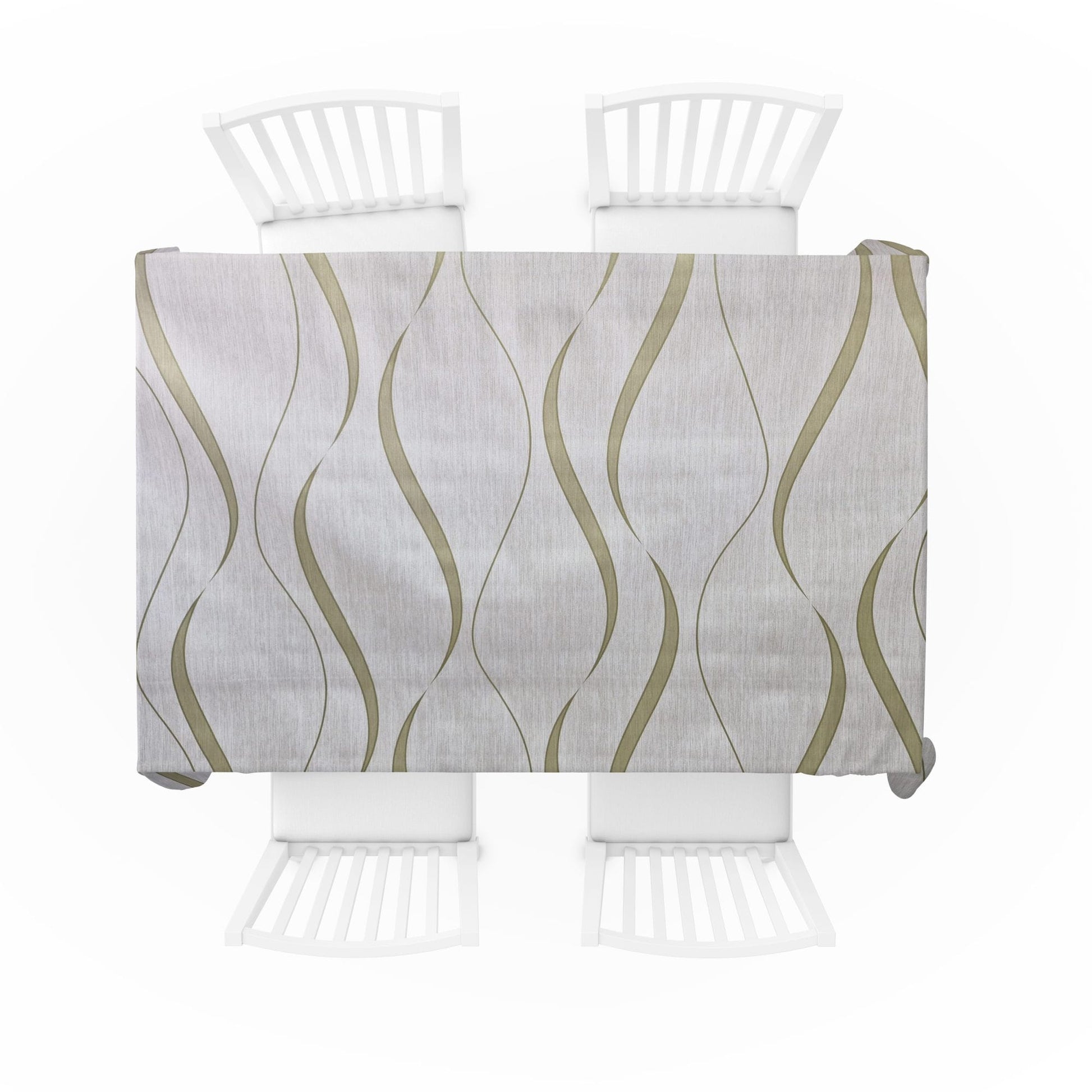 Nappe Blanc & Doré, Motif Élégant