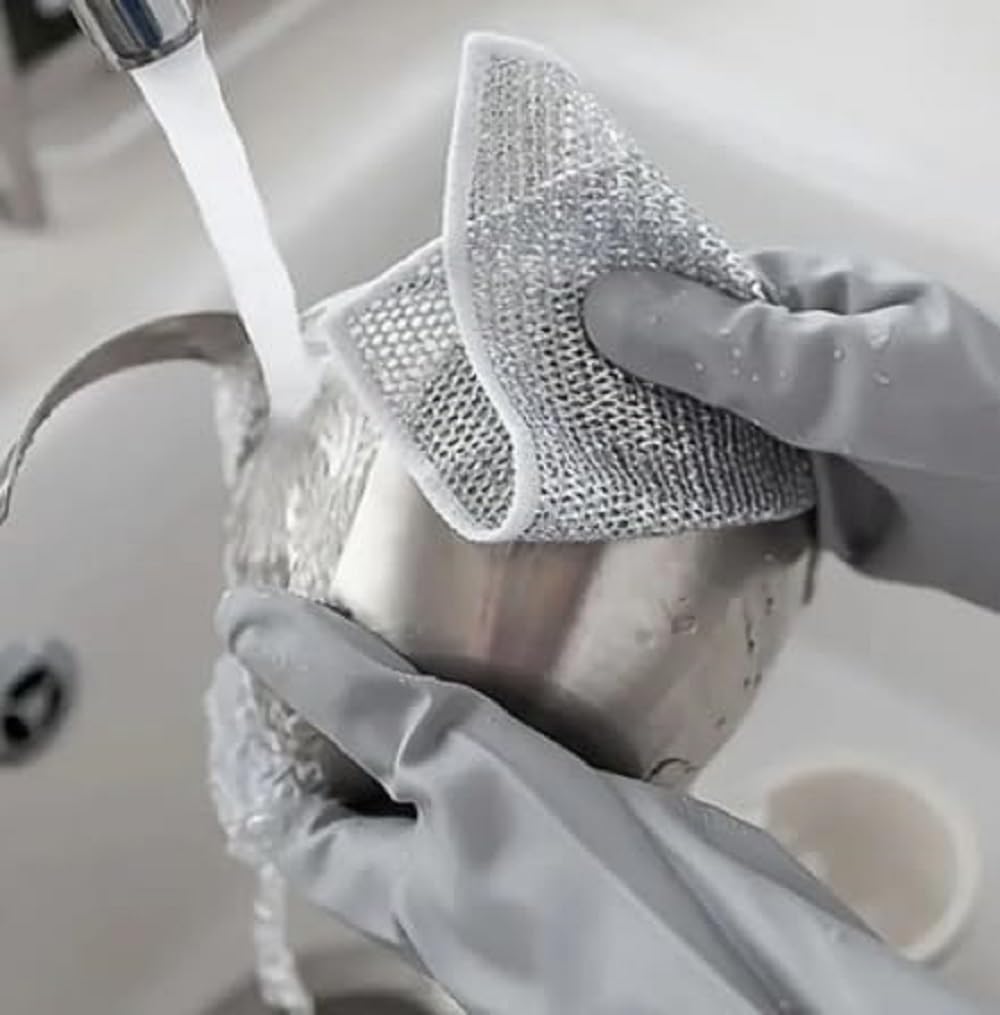 Lot de 10 chiffons de nettoyage réutilisables en acier inoxydable pour cuisine en micro fibre