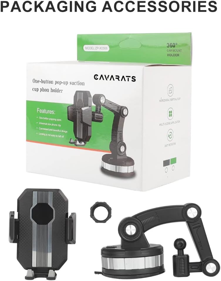 Support de téléphone universel super stable pour voiture Cavarats, multi-directive, compatible avec le tableau de bord et le pare-brise, prend en charge les smartphones, rotatif, capacité de poids de 40 kg