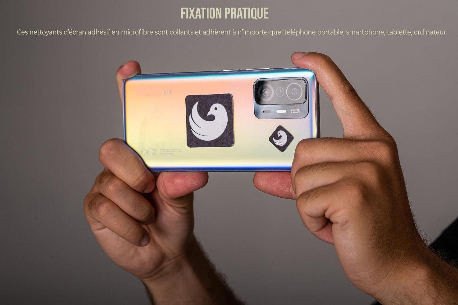 cavarats - Microfibre Tout-en-Un avec Autocollant Lavable et réutilisable pour Les objectifs de caméra, Les écrans de téléphone et Les PC Portables (les 3)