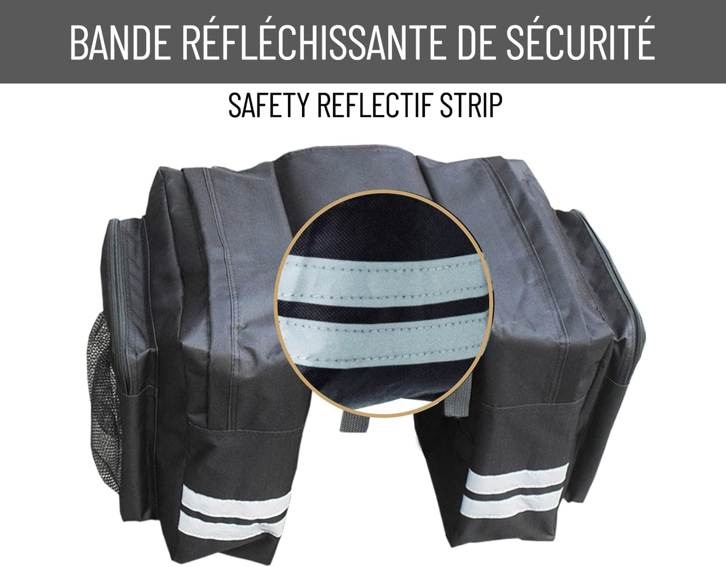 Sac de Cyclisme Multifonctionnel Sacs d’étagère de Rangement de Cyclisme Double côté de Grande capacité pour Le Cyclisme Long (Noir)