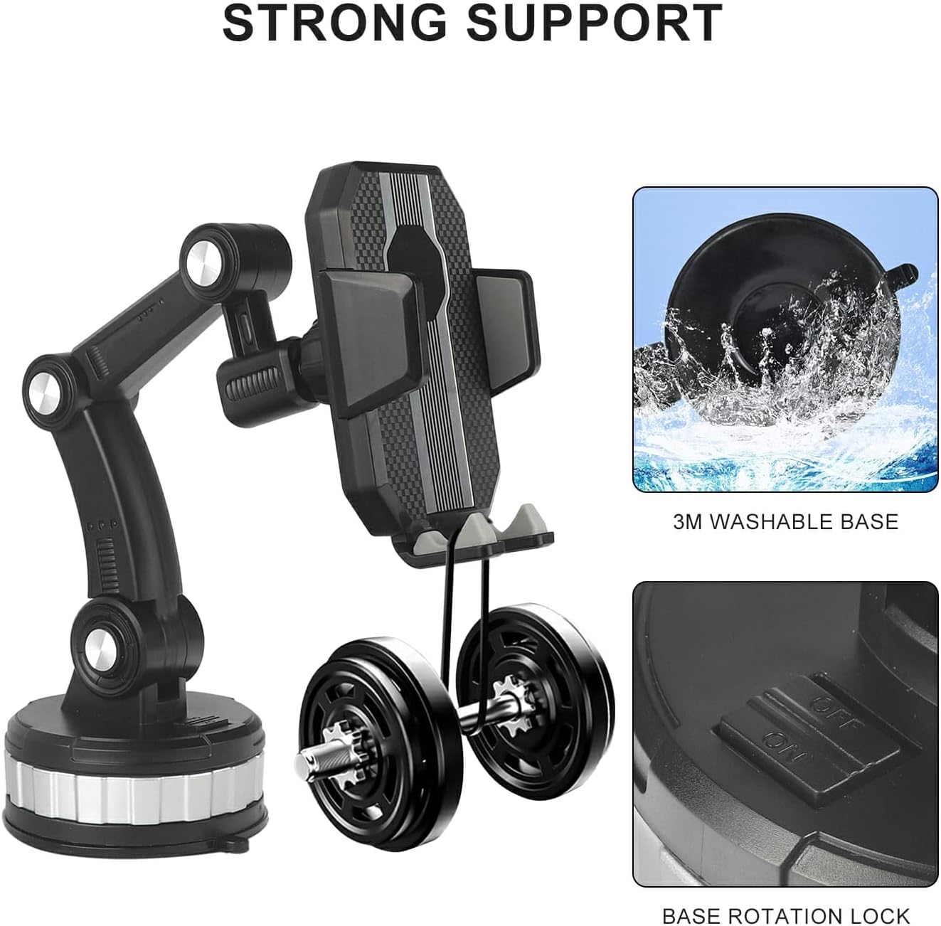 Support de téléphone universel super stable pour voiture Cavarats, multi-directive, compatible avec le tableau de bord et le pare-brise, prend en charge les smartphones, rotatif, capacité de poids de 40 kg