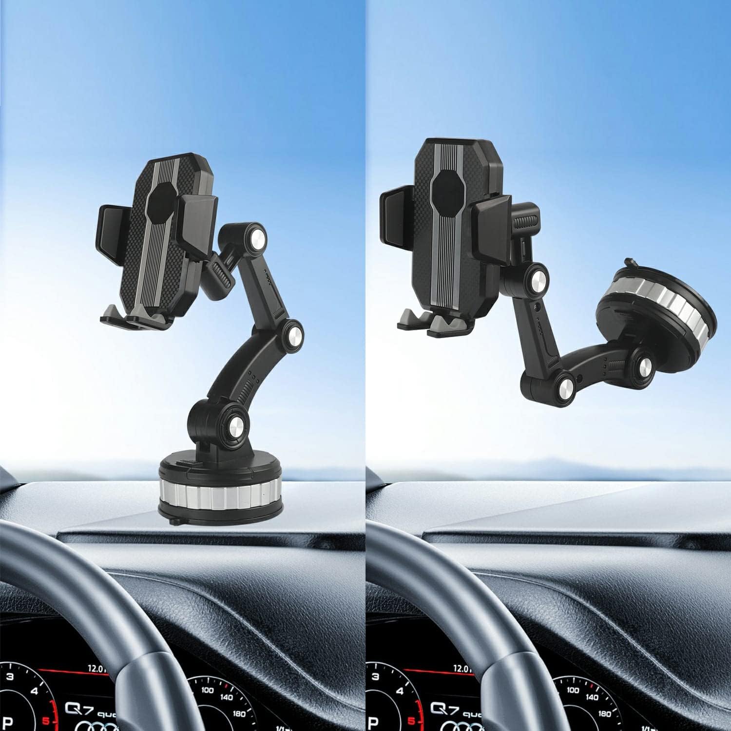 Support de téléphone universel super stable pour voiture Cavarats, multi-directive, compatible avec le tableau de bord et le pare-brise, prend en charge les smartphones, rotatif, capacité de poids de 40 kg