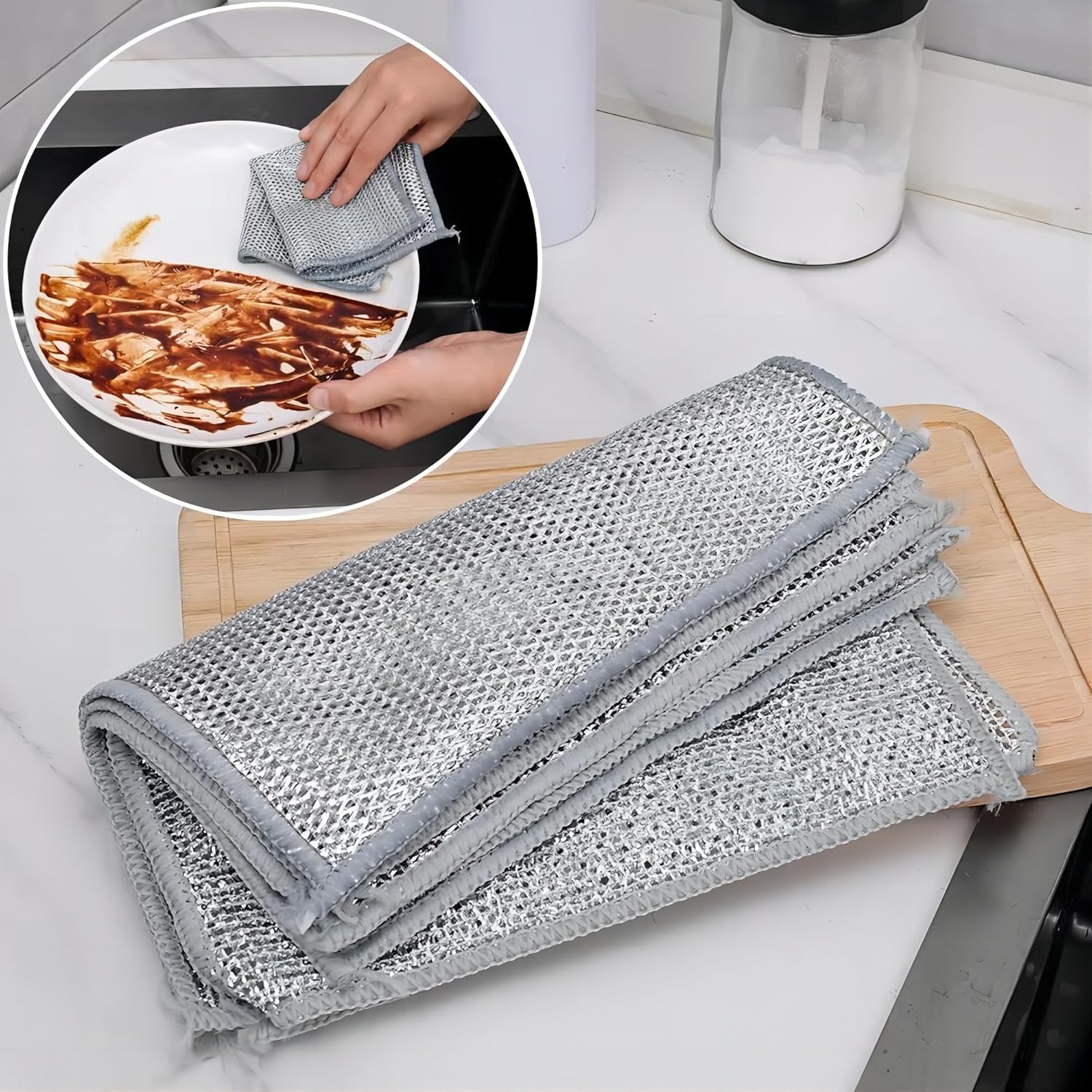 Lot de 10 chiffons de nettoyage réutilisables en acier inoxydable pour cuisine en micro fibre