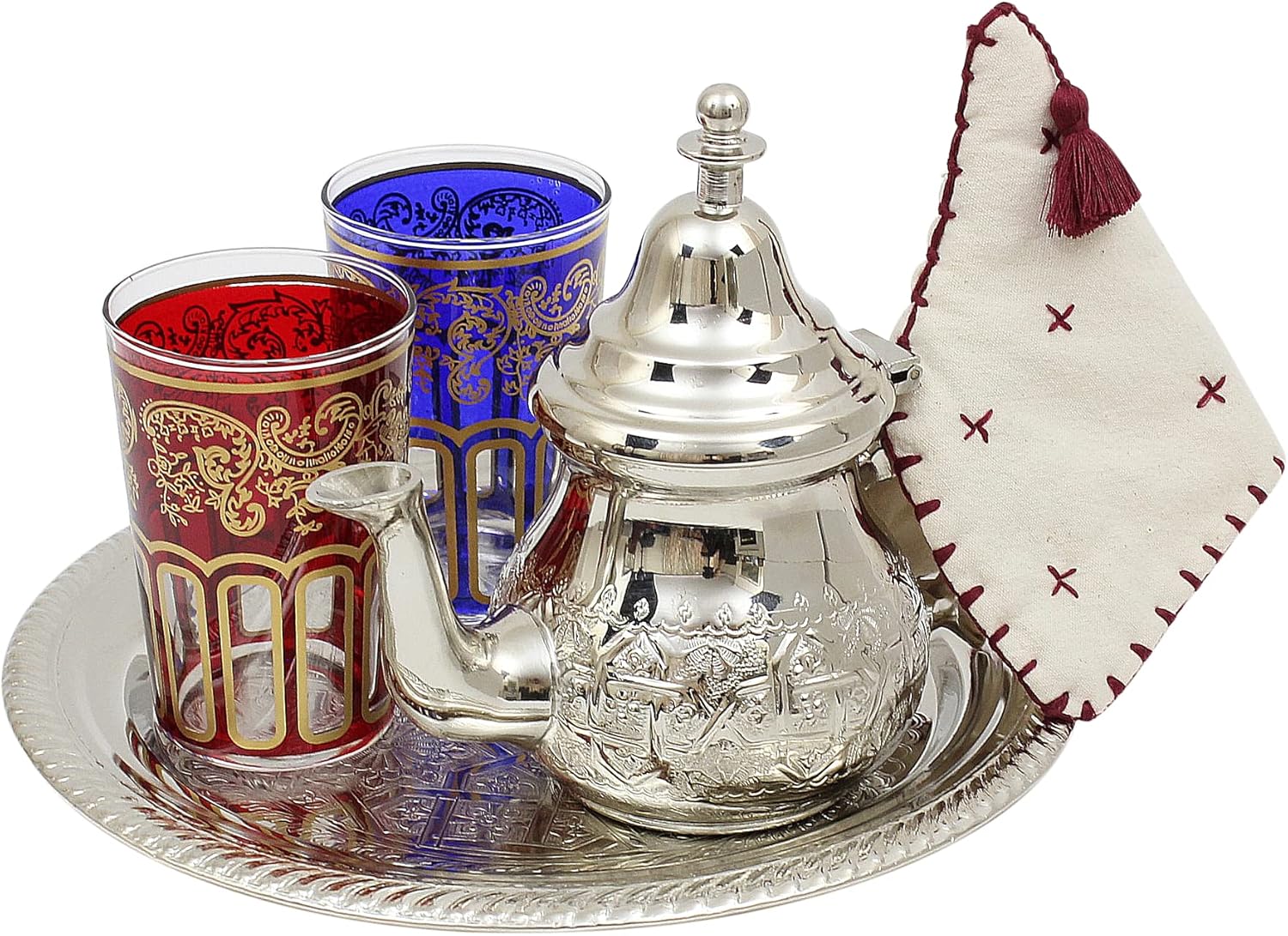 plateau en argent, fait à la main au Maroc, coffret cadeau