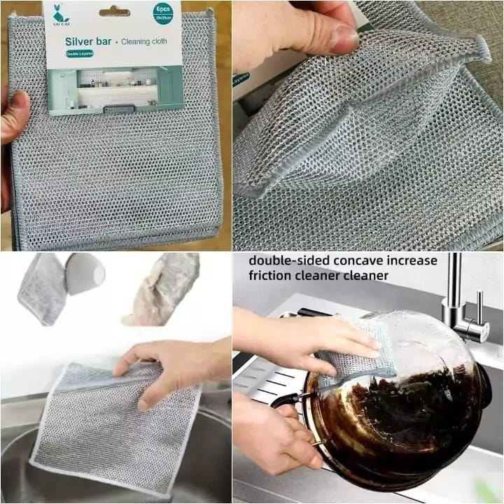 Lot de 10 chiffons de nettoyage réutilisables en acier inoxydable pour cuisine en micro fibre