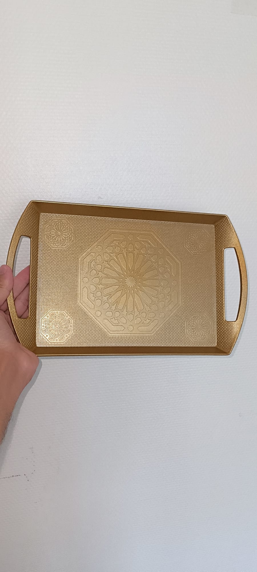 Plateau plastique doré