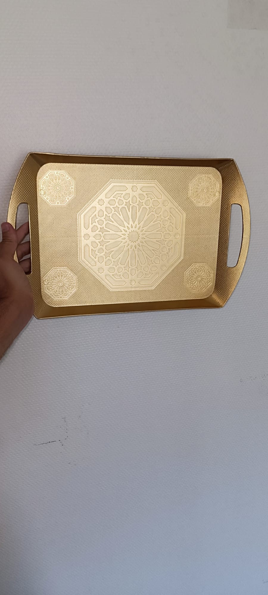 Plateau plastique doré