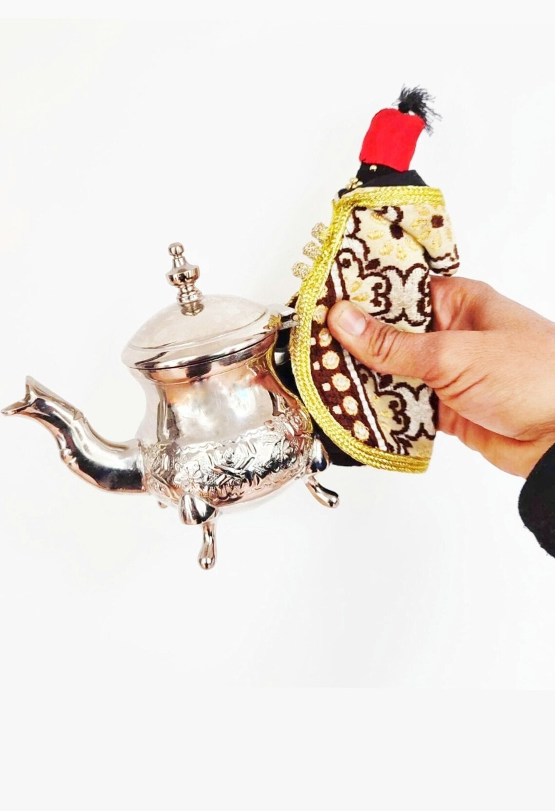 Théière de bonne qualité, théière, théière en argent marocaine faite main. Théière pour deux