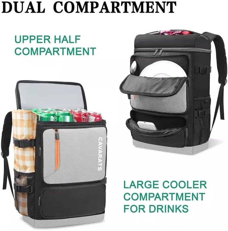 Sac à Dos Isotherme 45L - Étanche et isolé, Garde 58 canettes et vin Froid Pendant 24h - Léger, Grande capacité, idéal pour Pique-Nique, pêche, randonnée, Camping, Parc et Plage